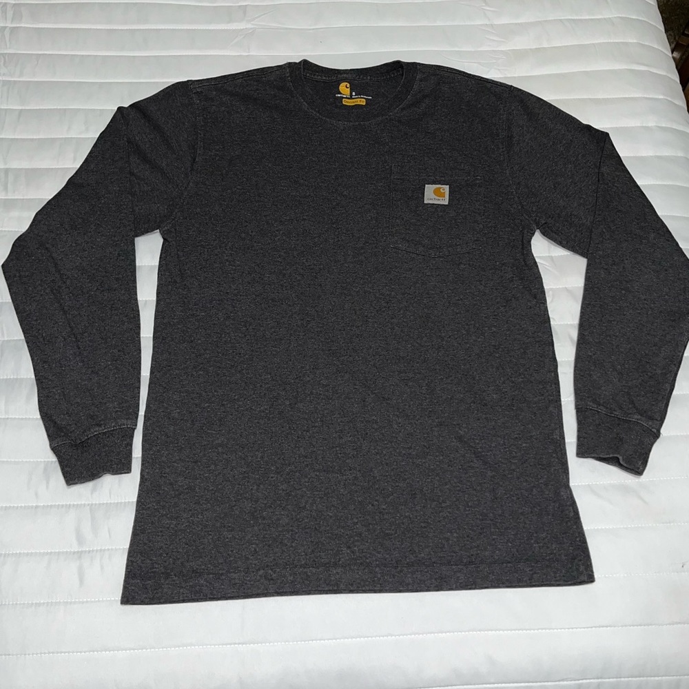 Small Dark Heather Grey Carhartt Long Sleeve T-Shirt